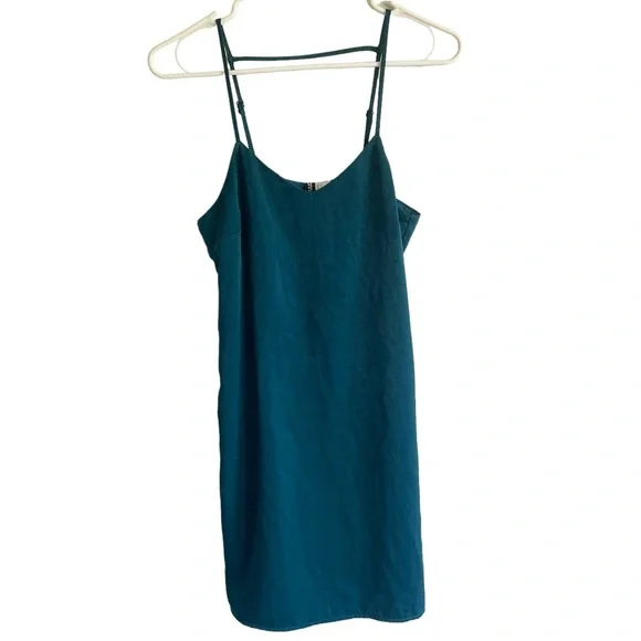Divided by H&M Teal Blue Silky Strappy Sleeve Mini Slip Cocktail Dress - Picture 3 of 8